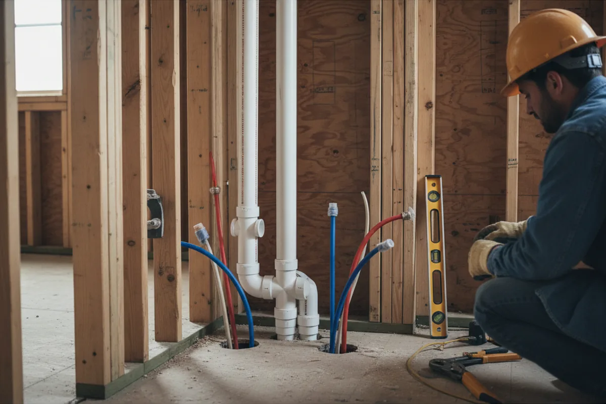 Drain and supply rough-in during Sump Pump Repair in Eagle Lake
